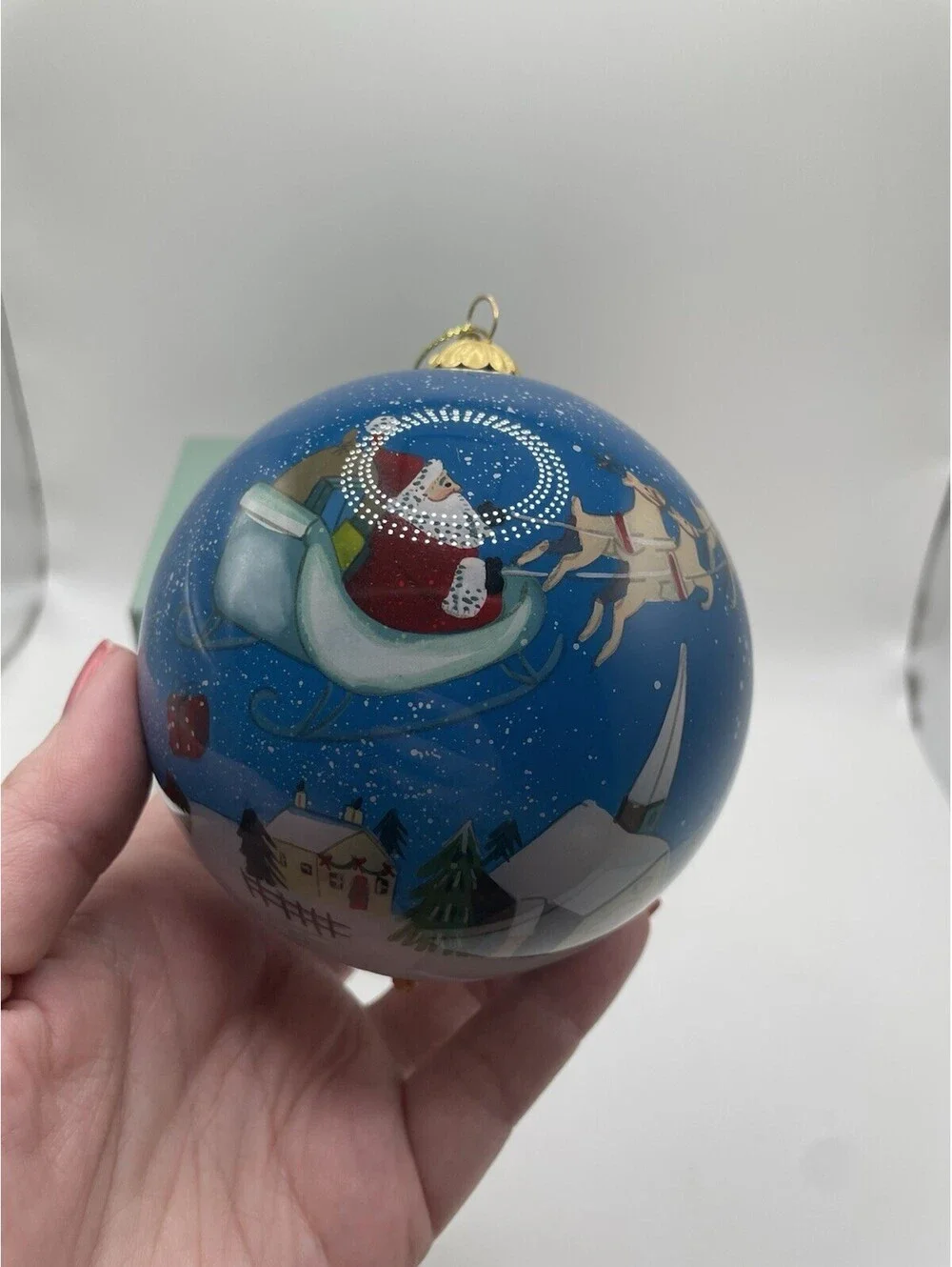Pier 1 Imports Li Bien 2019 Santa And Reindeer Christmas Ornament with Box